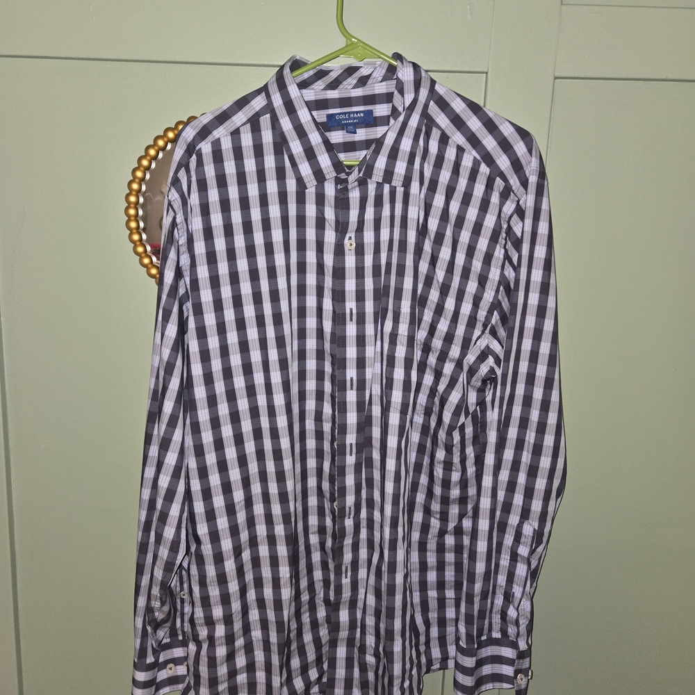 Cole Haan Men's Black and White Gingham Shirt